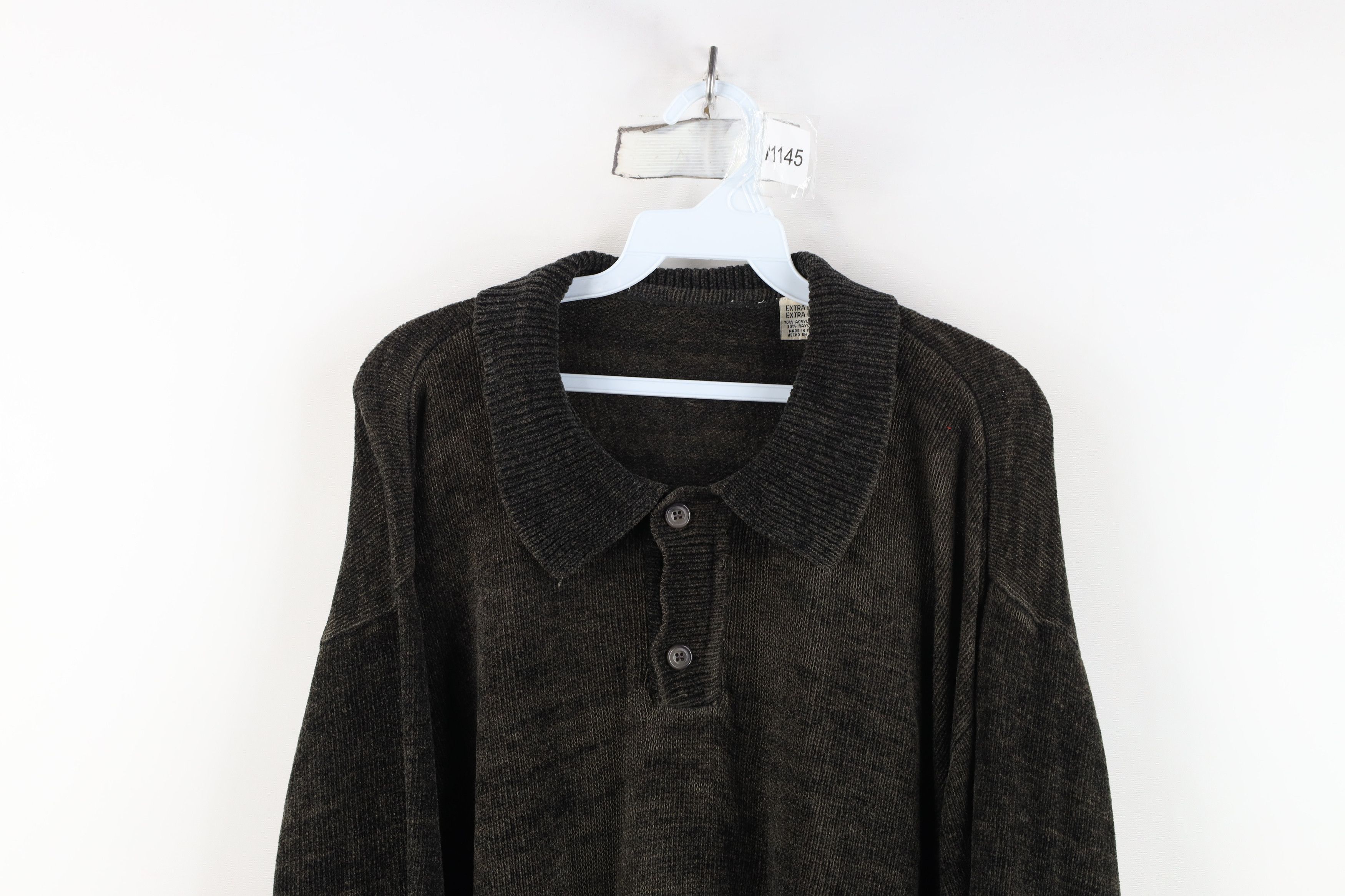 Vintage Vintage 90s Y2K Streetwear Knit Collared Sweater Green Size US XL / EU 56 / 4 - 2 Thumbnail