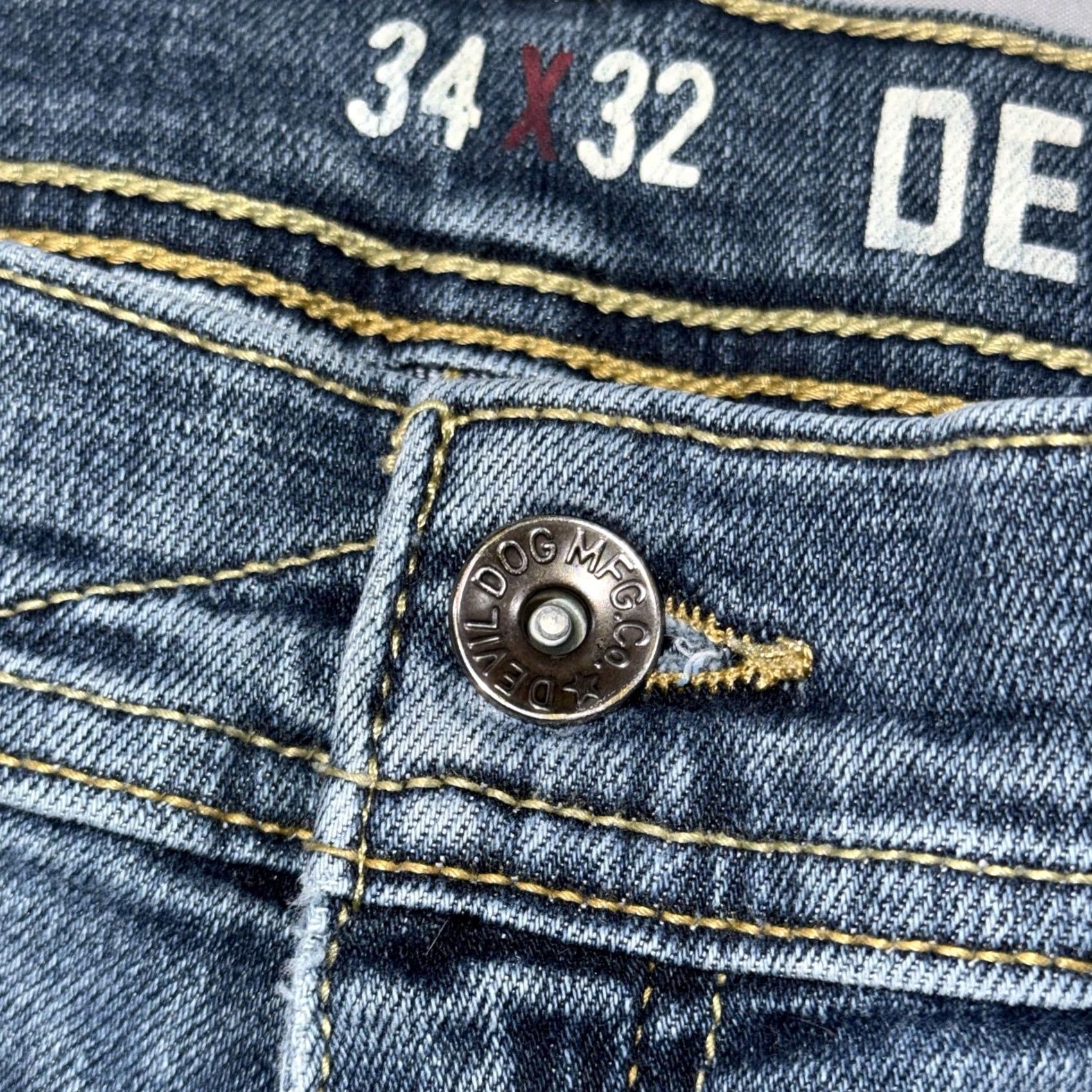Vintage Devil-Dog Dungarees Jeans Mens 34 Blue Light Wash Straight Leg Denim Pants Regular Size US 34 / EU 50 - 3 Thumbnail