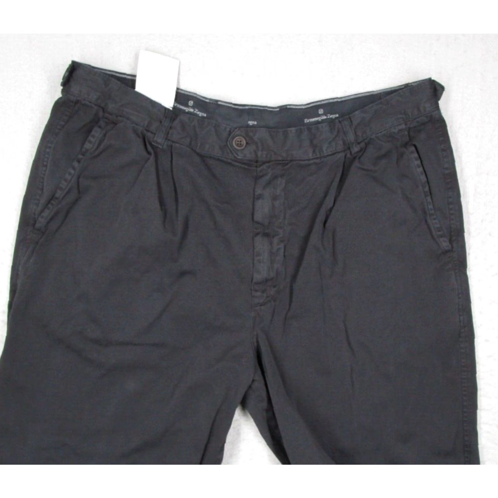 Ermenegildo Zegna VINTAGE Ermenegildo Zegna Pants Mens 38 Waist Black Chino Straight Fit Cuffed Pleated Designer Size US 38 / EU 54 - 2 Thumbnail