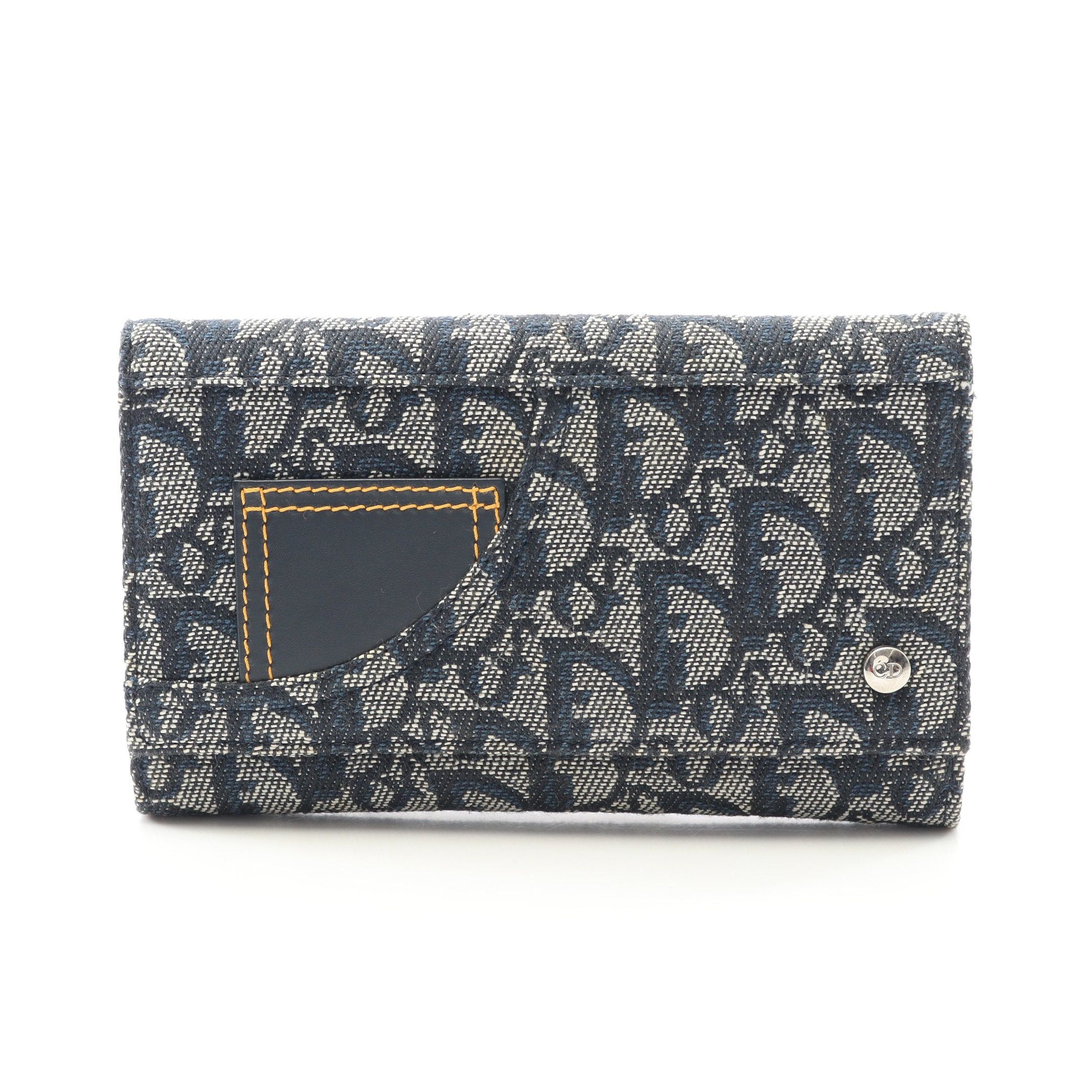 Dior Dior Trotter Double Hook Wallet Canvas Leather Navy Size ONE SIZE - 1 Thumbnail