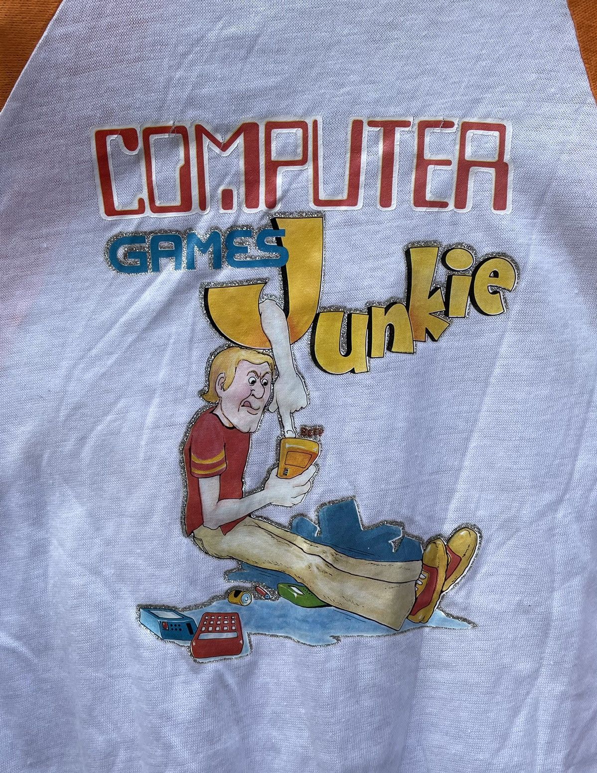 Vintage Vintage 70s Computer Games Junkie Iron On 3/4 Raglan Size US M / EU 48-50 / 2 - 3 Thumbnail