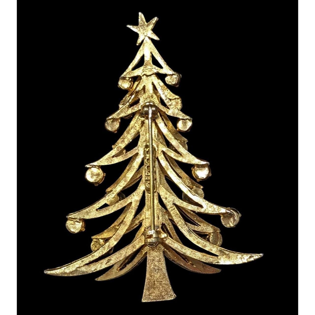 Brooks Vintage HTF Brooks Gemmed Gold Tone Christmas Tree Brooch Size ONE SIZE - 2 Thumbnail
