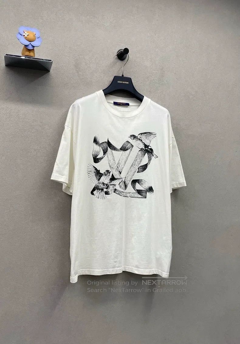 Louis Vuitton Louis Vuitton White Flying Pigeon Short Sleeve Size US L / EU 52-54 / 3 - 3 Thumbnail