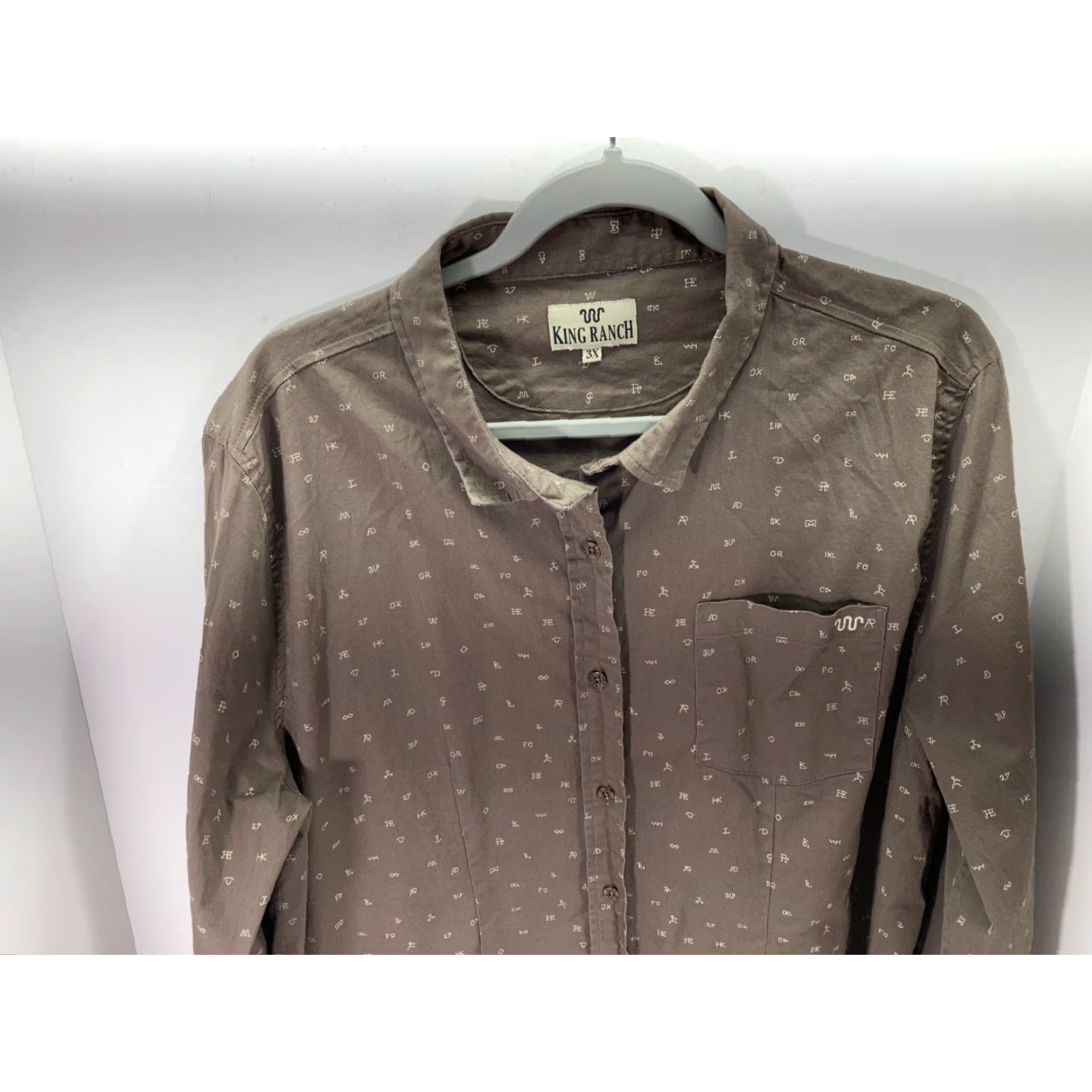Vintage King Ranch Shirt Western Scatter Print Long Sleeve Pocket 3X Brown Womens Size XXL / US 16-18 / IT 52-54 - 4 Thumbnail