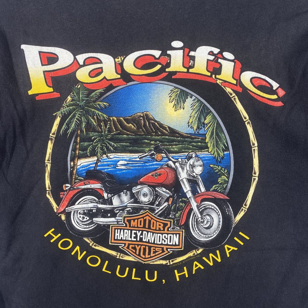 Harley Davidson Vintage 90's HARLEY DAVIDSON Motorcycles Pacific Tee Shirt Size US M / EU 48-50 / 2 - 8 Thumbnail
