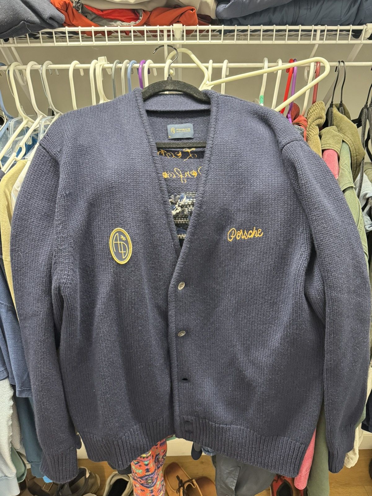 image of Aime Leon Dore Porsche 356 Cardigan in Navy, Men's (Size XL)