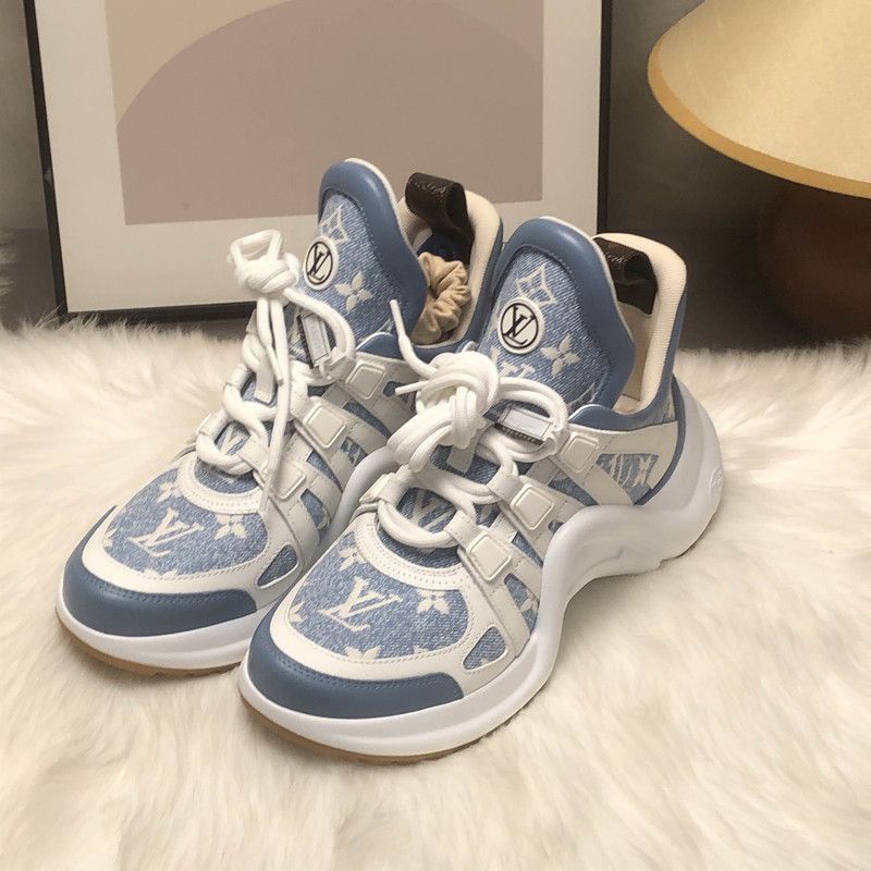 Louis Vuitton Louis Vuitton Archlight Blue White Lace-Up Sneakers -2505 Size US 6 / IT 36 - 1 Thumbnail