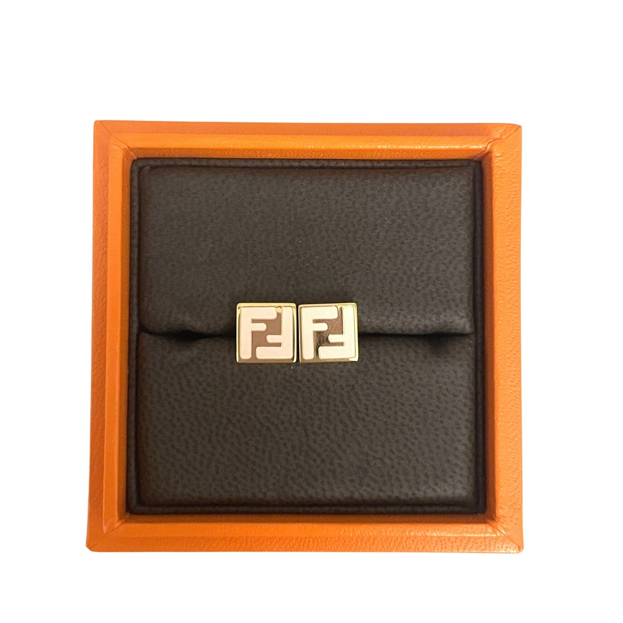 Fendi Gold-Tone Square Cufflinks With 