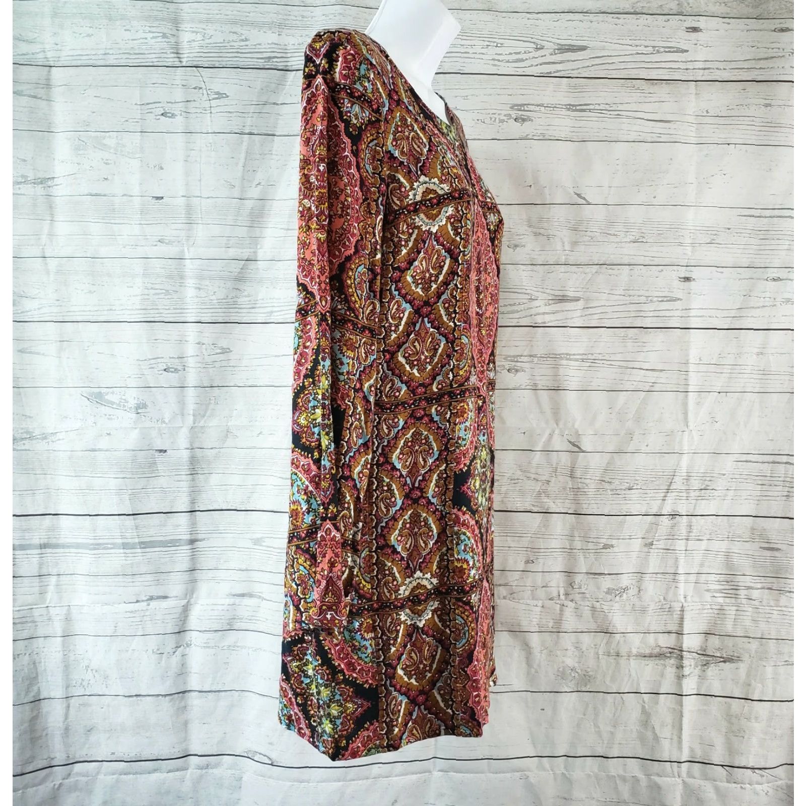 Billabong Billabong Womens Dress Sz Small Pink Brown Boho Long Sleeve Scoop Back Size S / US 4 / IT 40 - 3 Thumbnail