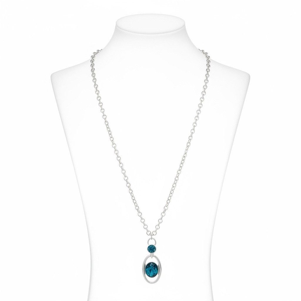 Anne Klein Anne Klein Silver Tone Blue Crystal Pendant Necklace New Size ONE SIZE - 1 Thumbnail