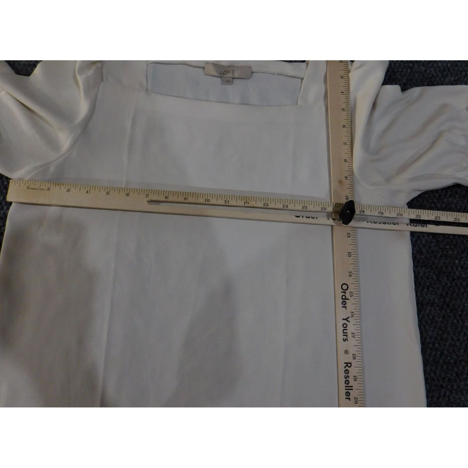 Loft LOFT Blouse White Short Sleeve Square Neck Womens M Shirt Casual Classic Lightweight Cap Sleeve Regular Pattern: Solid Size M / US 6-8 / IT 42-44 - 6 Thumbnail