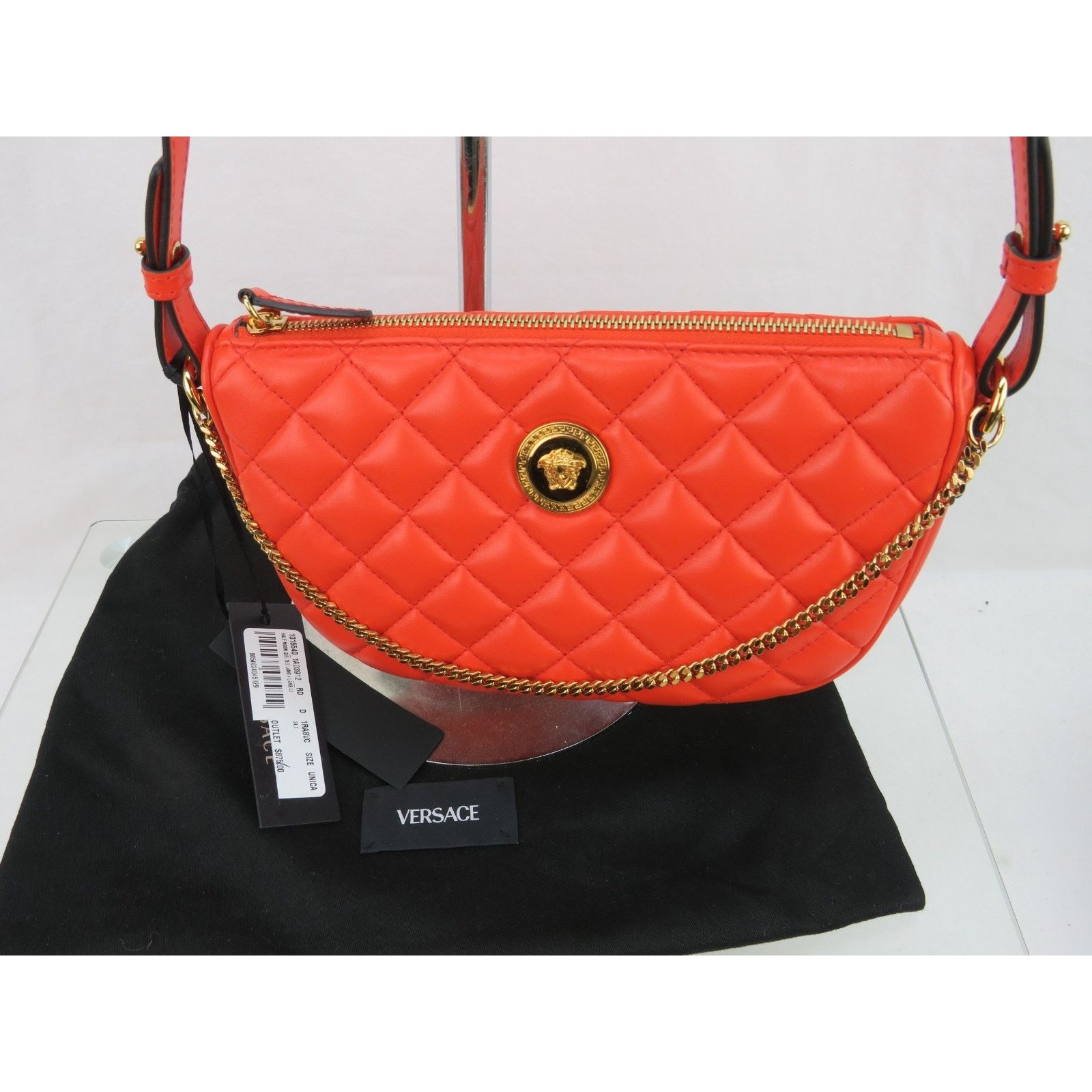 Versace VERSACE QUILTED RED LEATHER GOLD MEDUSA CHAIN 1/2 MOON BAG Size ONE SIZE - 2 Thumbnail