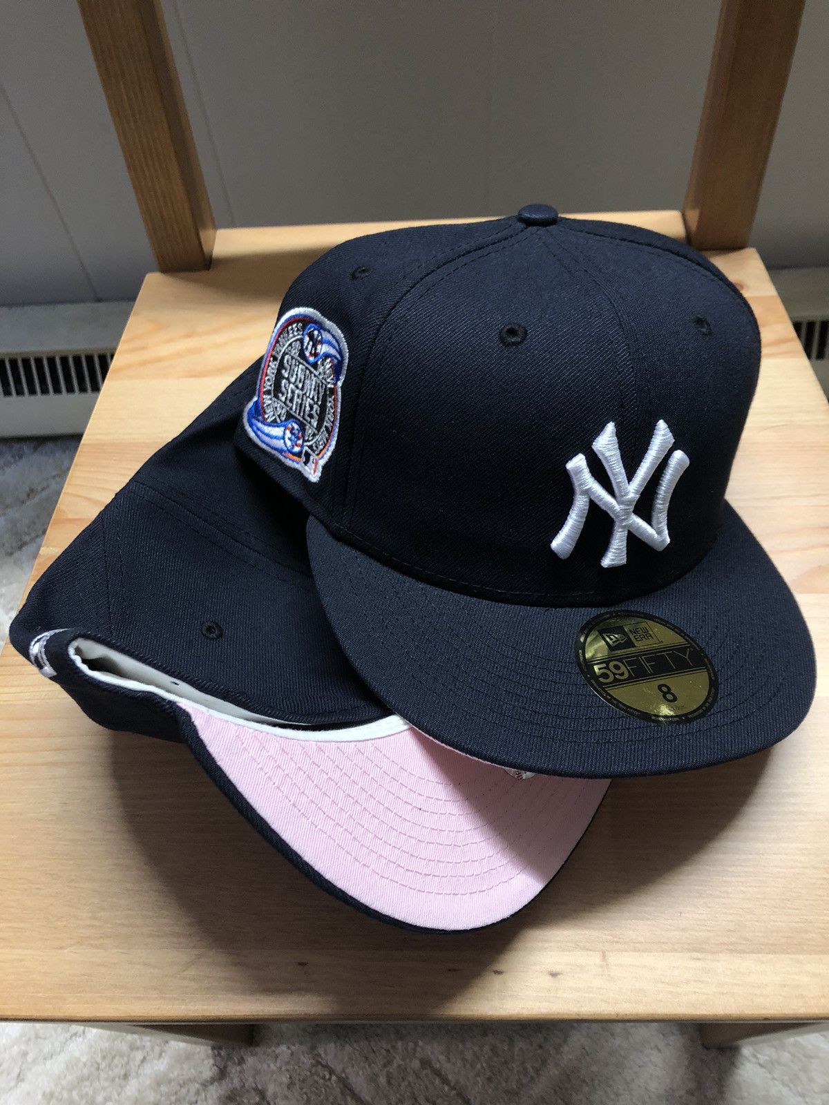 New Era NY Yankees Fitted Hat Subway Series Navy Blue Pink UV Size 8 Size ONE SIZE - 2 Thumbnail