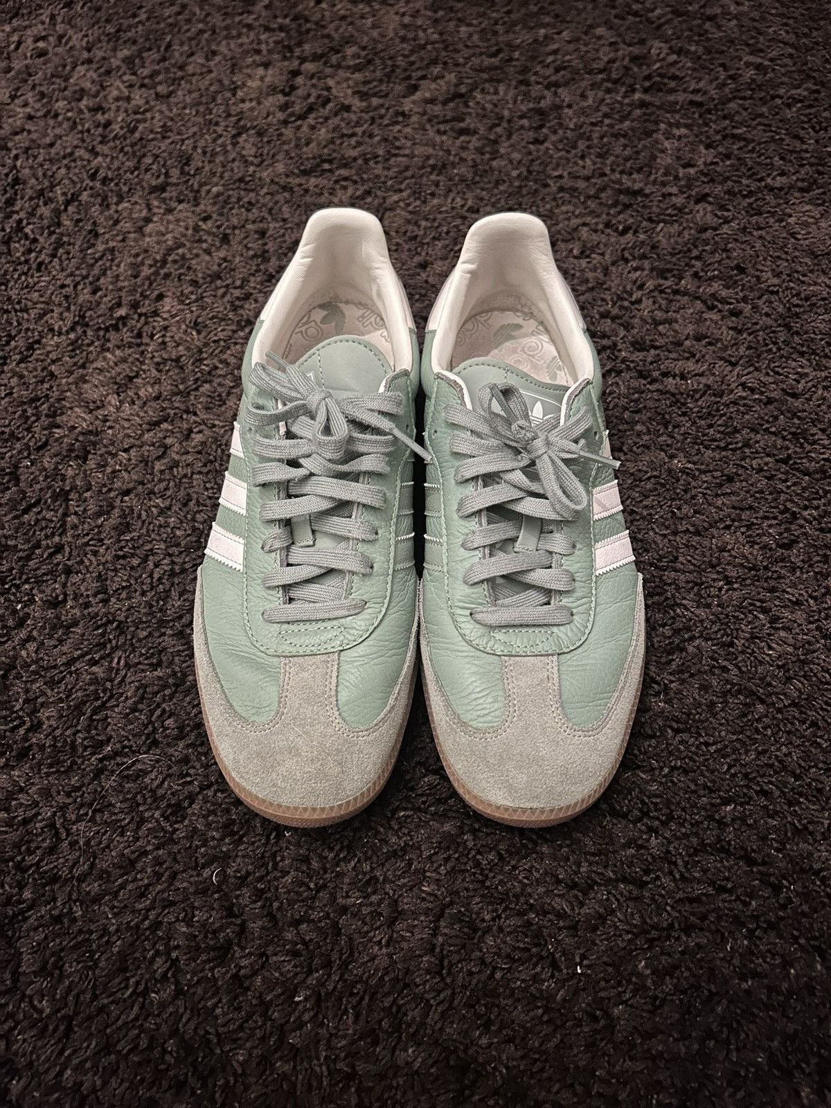 Adidas Light Green Adidas sambas classic white 3 stripes gum sole Size US 12 / EU 45 - 2 Thumbnail