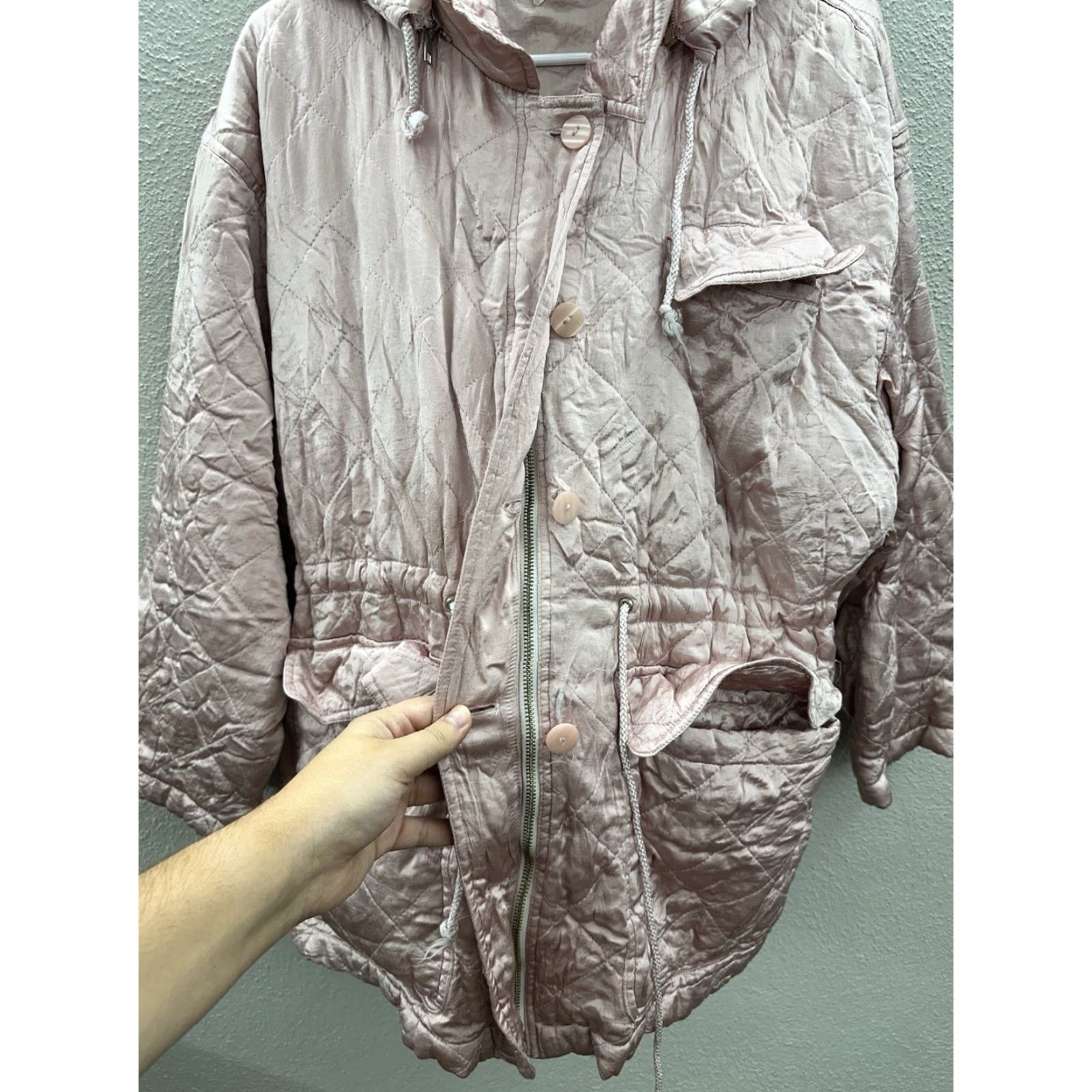 Vintage VINTAGE Cambridge Collection Womens Jacket Size Medium Pink Button Up Hooded Silky Size M / US 6-8 / IT 42-44 - 5 Thumbnail