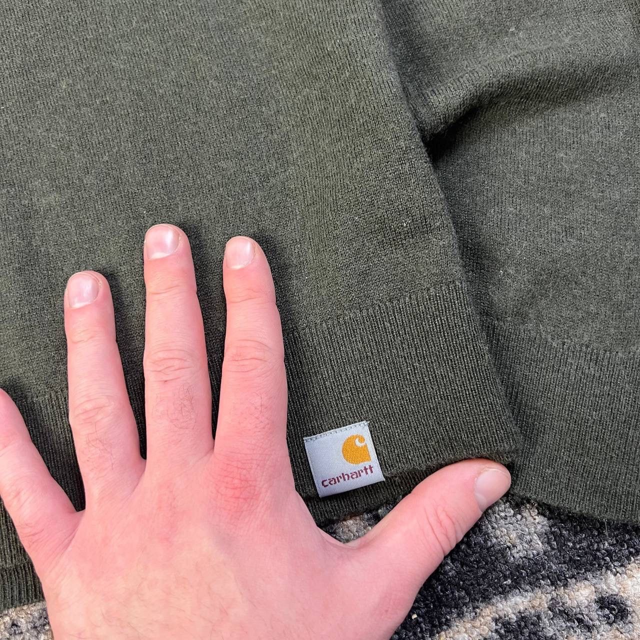 Carhartt Wip Carhartt WIP Tab Logo Vintage Light Khaki Sweater Y2K Style Size US S / EU 44-46 / 1 - 4 Thumbnail