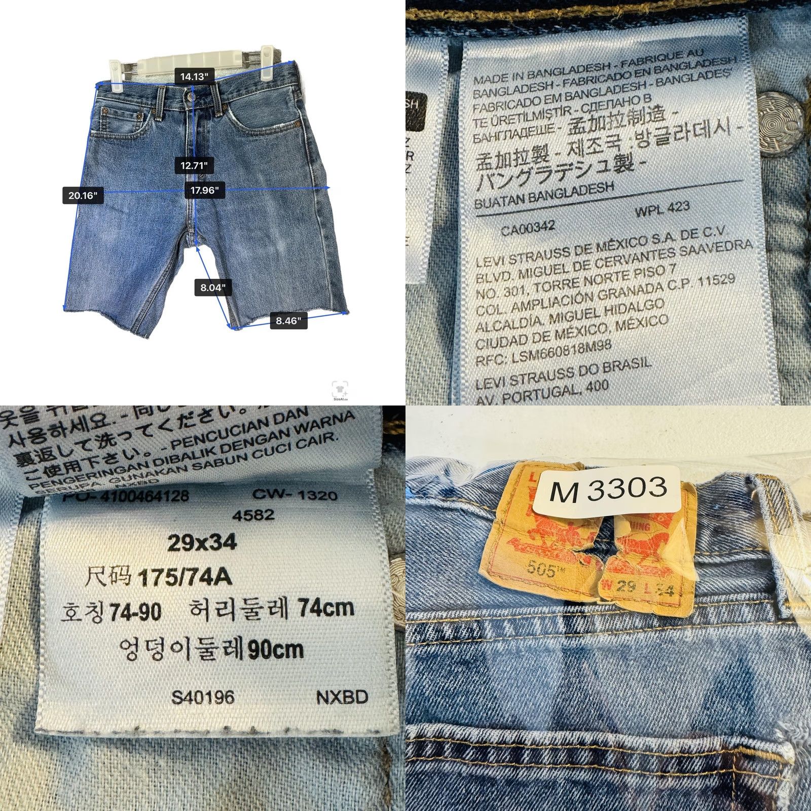 Levi's Levi's 505 Denim Shorts Bermuda Blue 29 Mens Regular Inseam 8 Distressed Pockets Zip Fly Cutoff Raw Hem"} Size US 29 - 8 Thumbnail