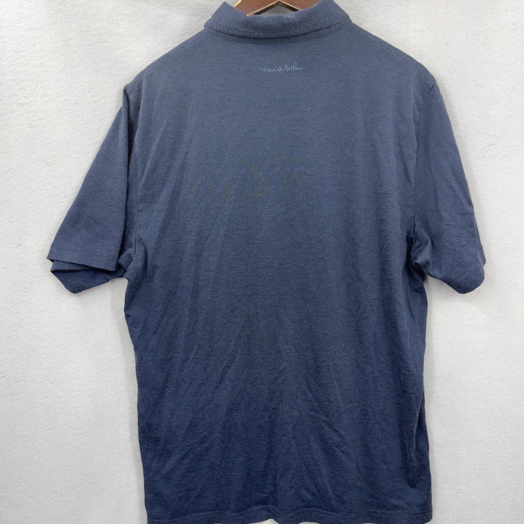 TravisMathew Travis Mathew Shirt Mens Large Blue Textured Striped Embroidered Logo Polo Golf Size US L / EU 52-54 / 3 - 5 Thumbnail