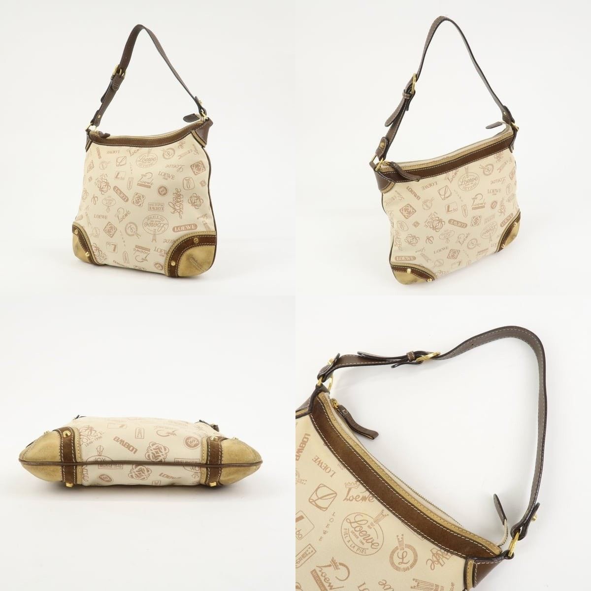 Loewe Loewe Anagram Canvas Suede Shoulder Bag Size ONE SIZE - 3 Thumbnail