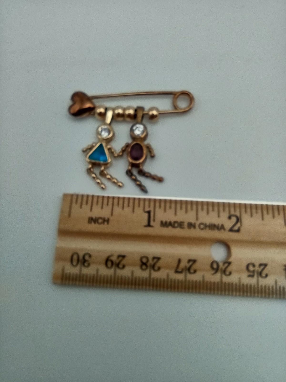 The Unbranded Brand Sterling Silver Mom Kids Brooch Pin 925 SB Gold Tone Size ONE SIZE - 3 Thumbnail