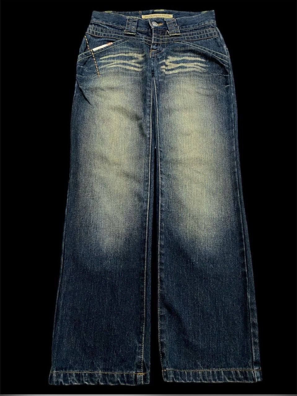 Vintage RARE 90s Blue Moon Blue Mudwash Clawmark Logo Insane Jean Size US 28 / EU 44 - 2 Thumbnail