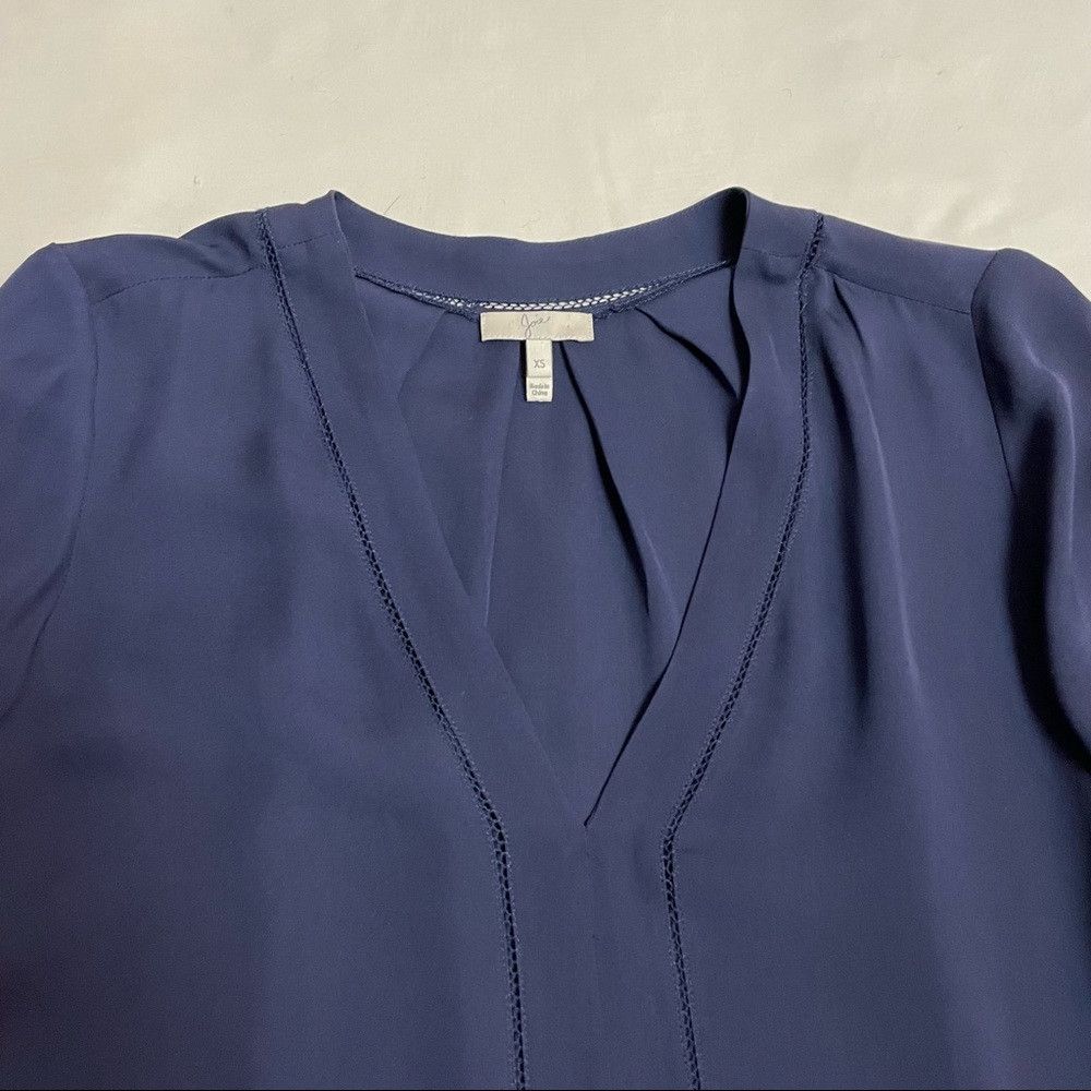 Joie Joie Silk Navy V-Neck Long Sleeve Blouse Size XS Size XS / US 0-2 / IT 36-38 - 7 Thumbnail