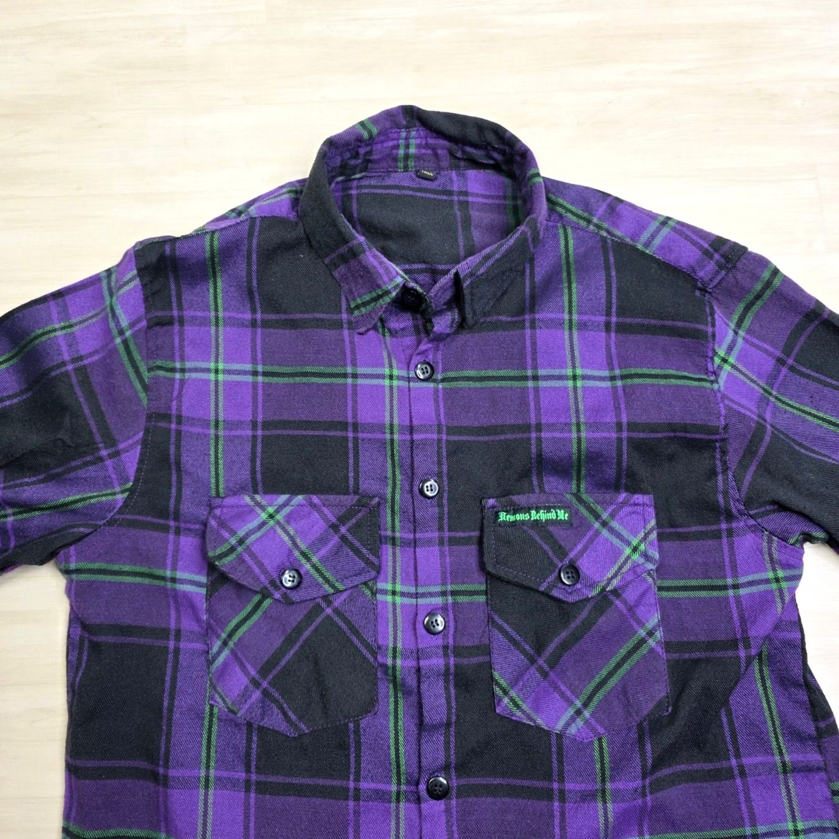 Vintage Demons Behind Me Plaid Flannel Shirt LT Large Tall Size US L / EU 52-54 / 3 - 3 Thumbnail