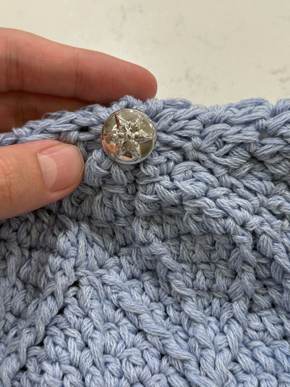 Chrome Hearts Chrome Hearts Woven Cashmere Star Patch Beanie - Baby Blue Size ONE SIZE - 3 Thumbnail