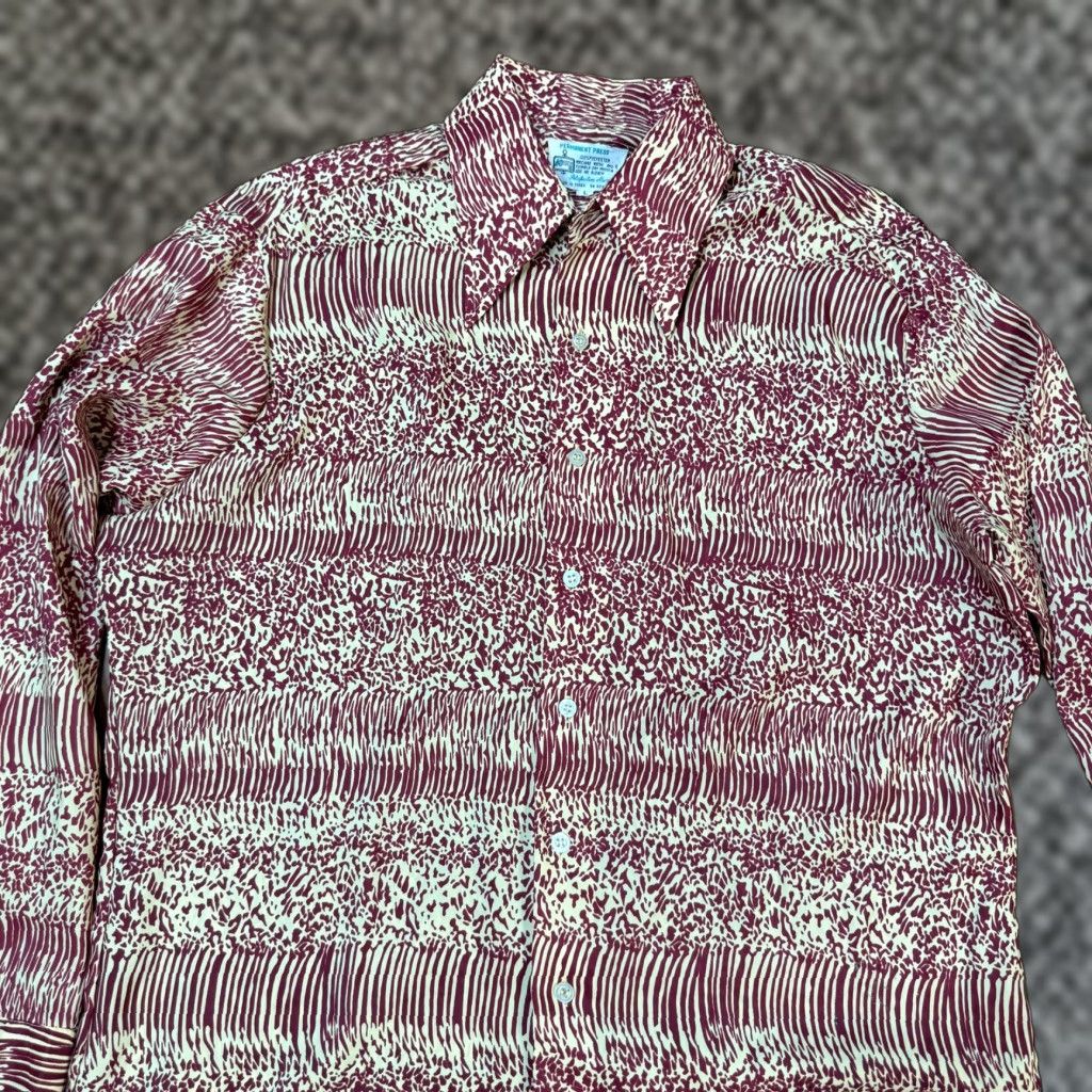 VINTAGE K Mart Shirt Mens Large Polyester Button Disco Retro Party B3-14