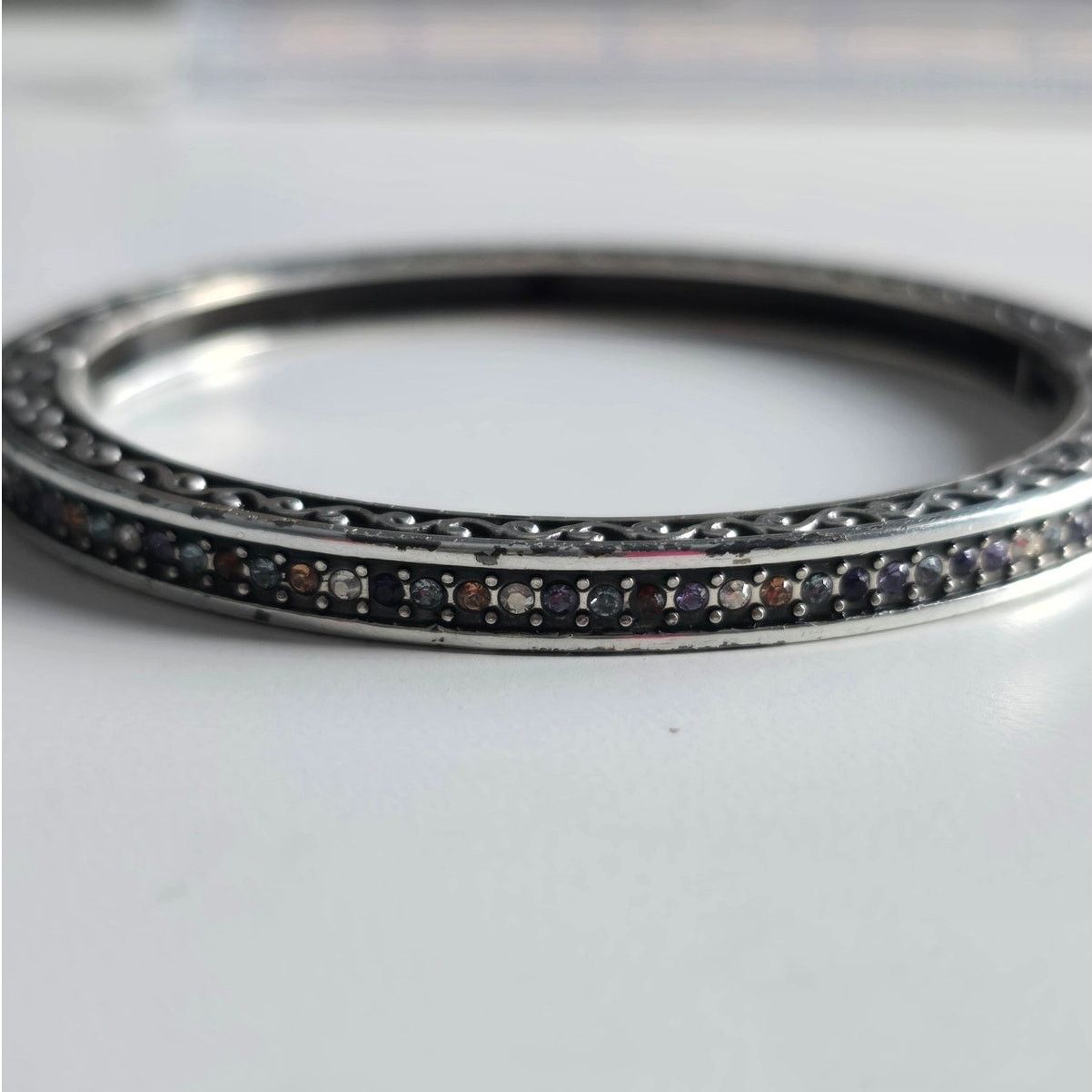 Brighton Silver Multi Stone Hinge Bracelet Medium 7in