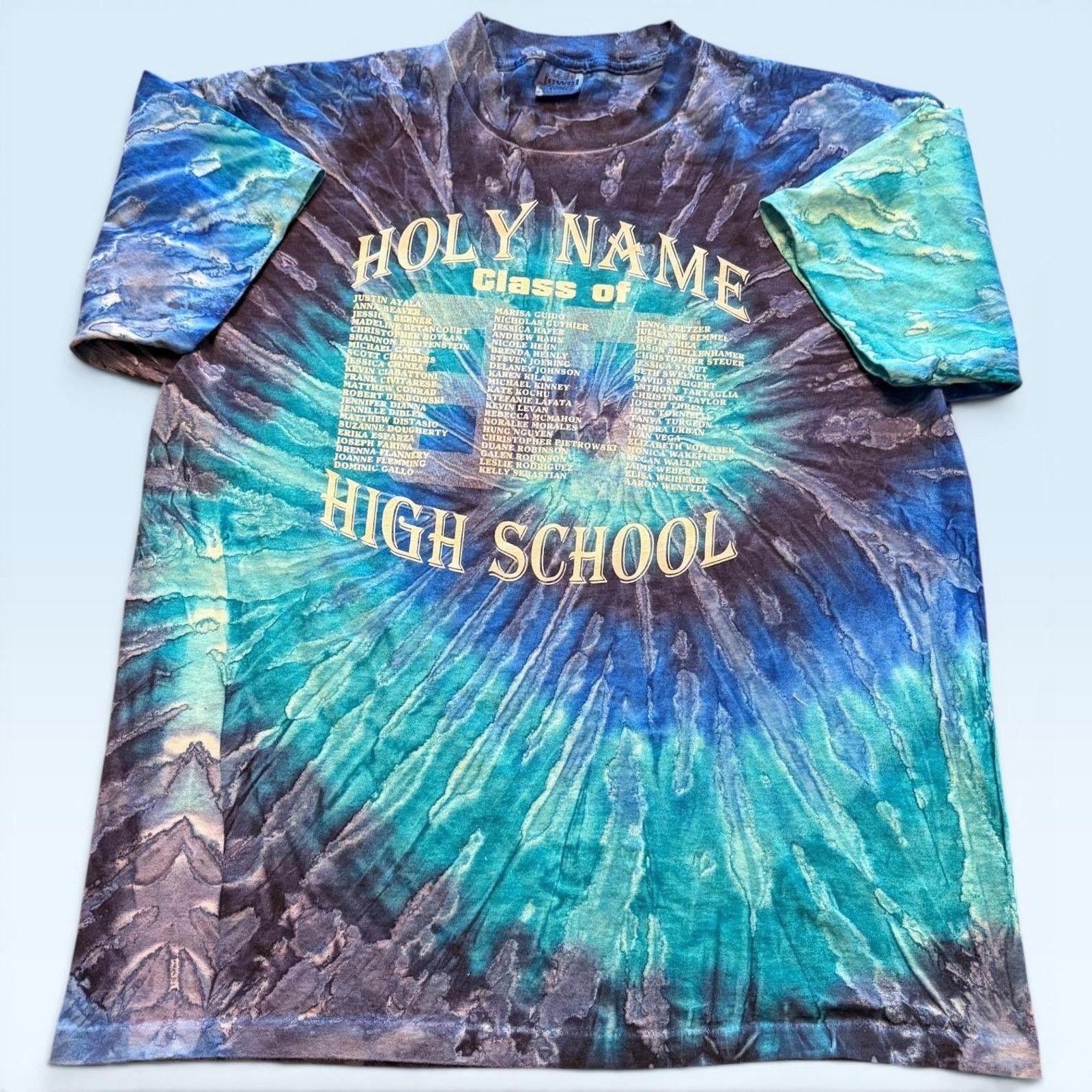 Vintage Vtg Holy Name High School Shirt Mens XL Blue Tie Dye T-Shirt Size US XL / EU 56 / 4 - 1 Thumbnail
