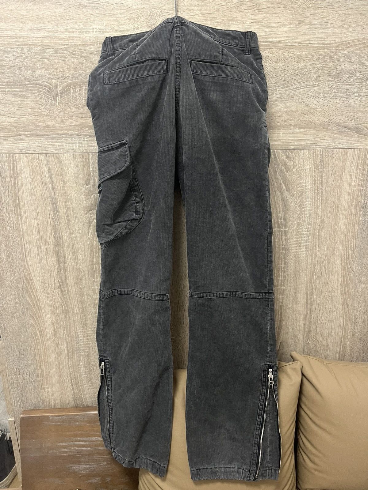 Vintage 90s SLOW GUN JAPAN Zipper Cargo Flare Corduroy Pants Size US 30 / EU 46 - 2 Thumbnail