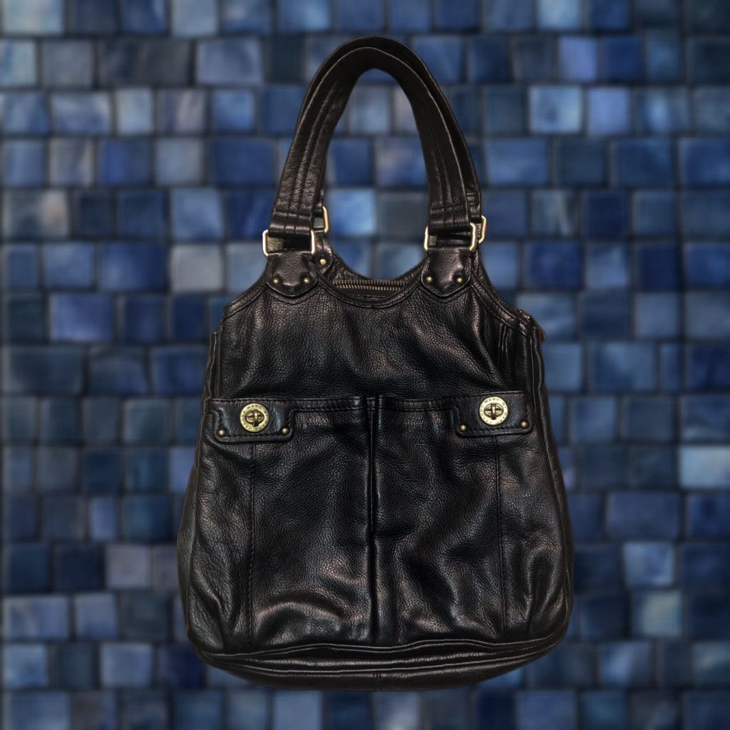 Marc by Marc Jacobs Tote Black Pebble Leather Totally Turnlock Teri Satchel GUC
