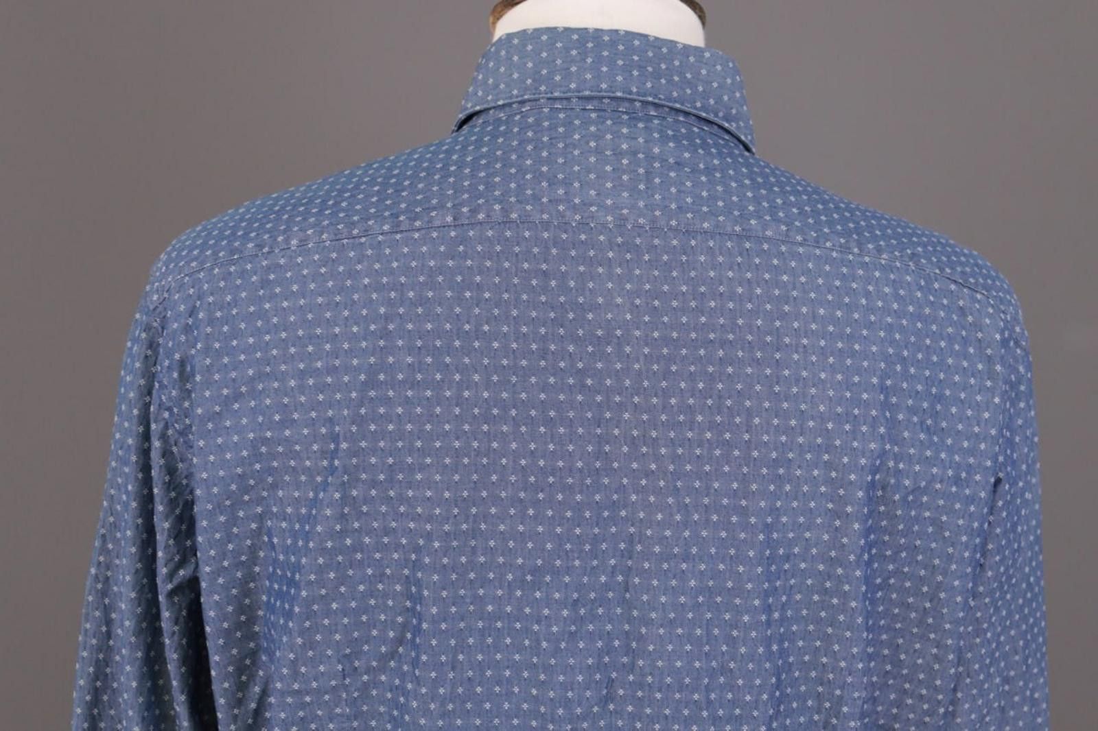 Designer Boggi Milano Custom Fit Blue Dotted Shirt Size XXL / 7 Size US XXL / EU 58 / 5 - 10 Thumbnail