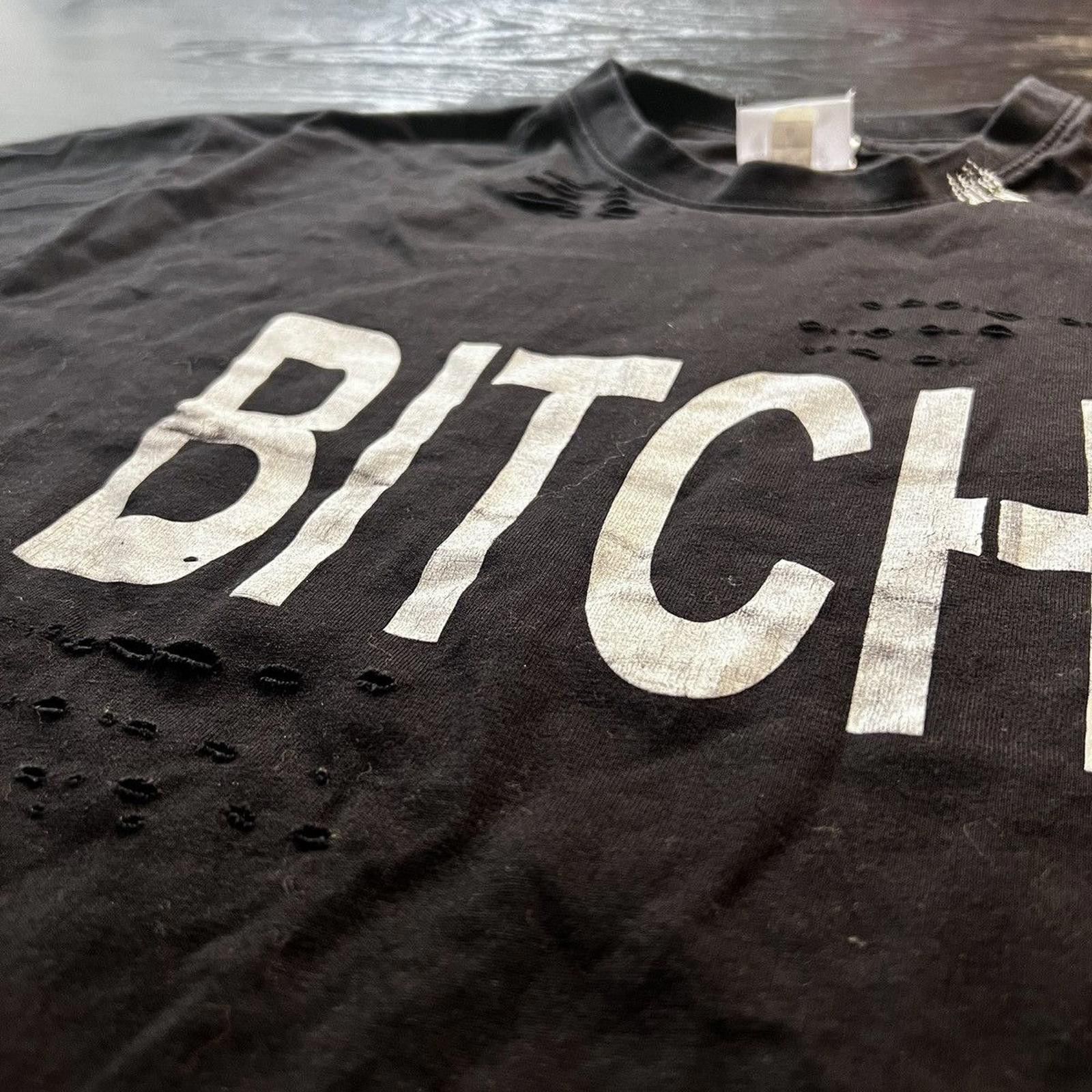 Designer × Ends Repair 1 of 1 Ends Repair Black Distressed “Bitch” Print T-Shirt Size US L / EU 52-54 / 3 - 2 Thumbnail