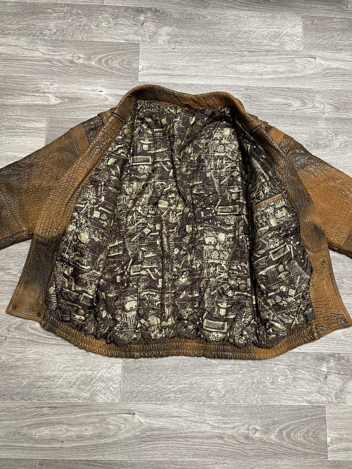 Leather Vintage Leather Brown Patterned Bomber Jacket 90s Size US M / EU 48-50 / 2 - 9 Thumbnail