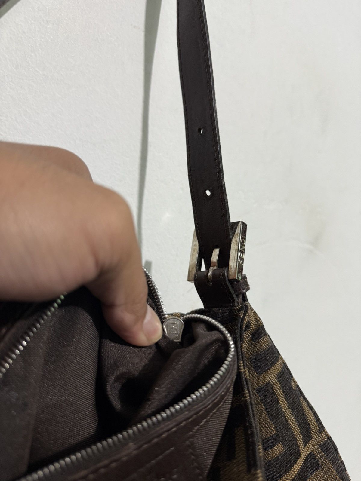 Fendi Fendi Mamma Baguette Bag Zucca Handbag Leather Canvas Brown Size ONE SIZE - 12 Thumbnail