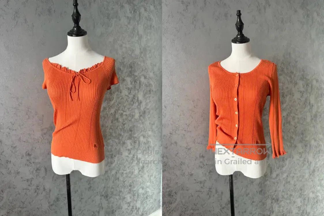 Burberry Burberry Orange Ribbed Long Sleeve Cardigan. Size S / US 4 / IT 40 - 1 Thumbnail