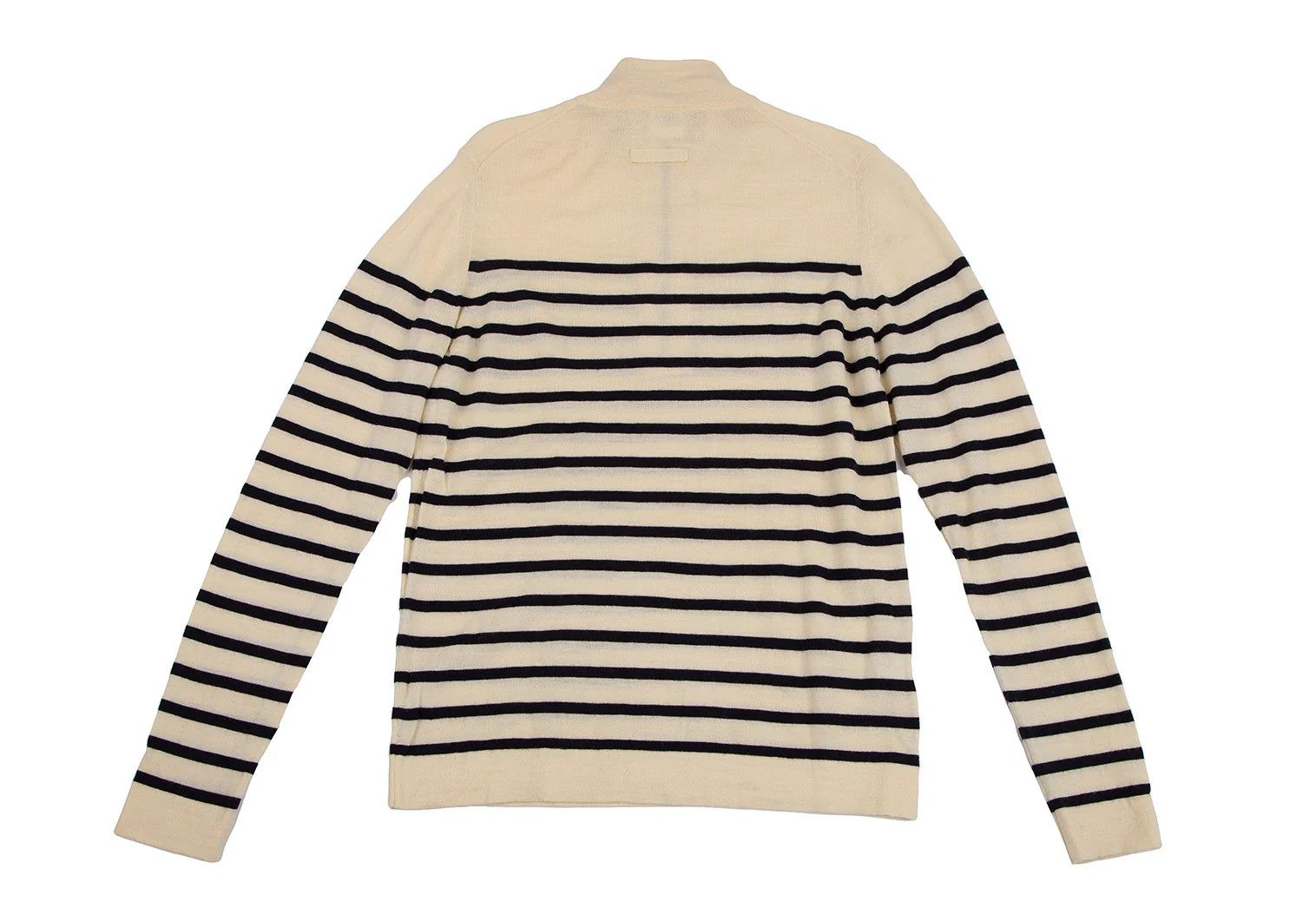 Jean Paul Gaultier Half-Zip Knit with Marine Stripe in Beige and Navy, Size 48 Size US M / EU 48-50 / 2 - 10 Thumbnail