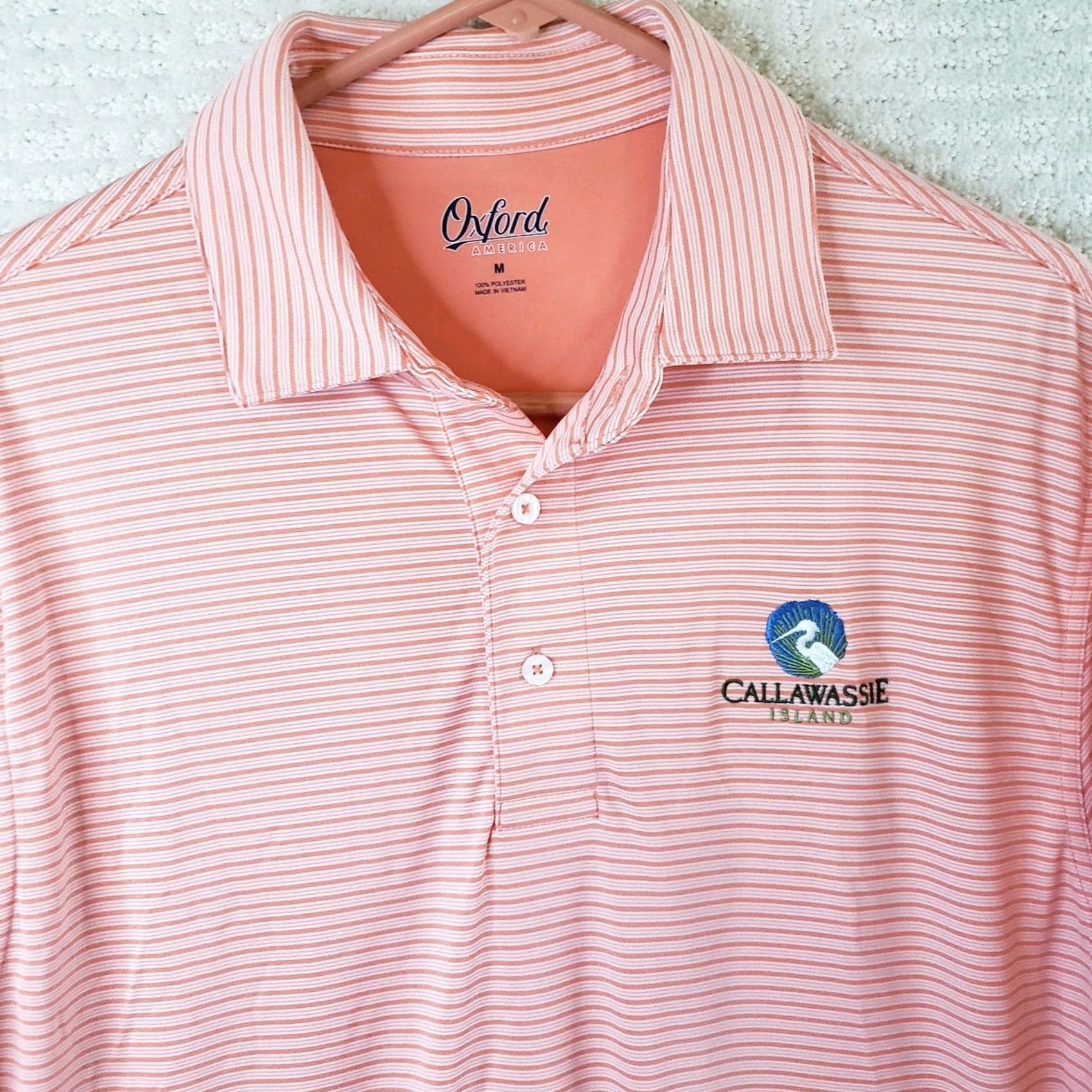 Vintage Oxford Golf Shirt Mens M Orange Short Sleeve Polo White Stripes Men Callawassie Size US M / EU 48-50 / 2 - 3 Thumbnail