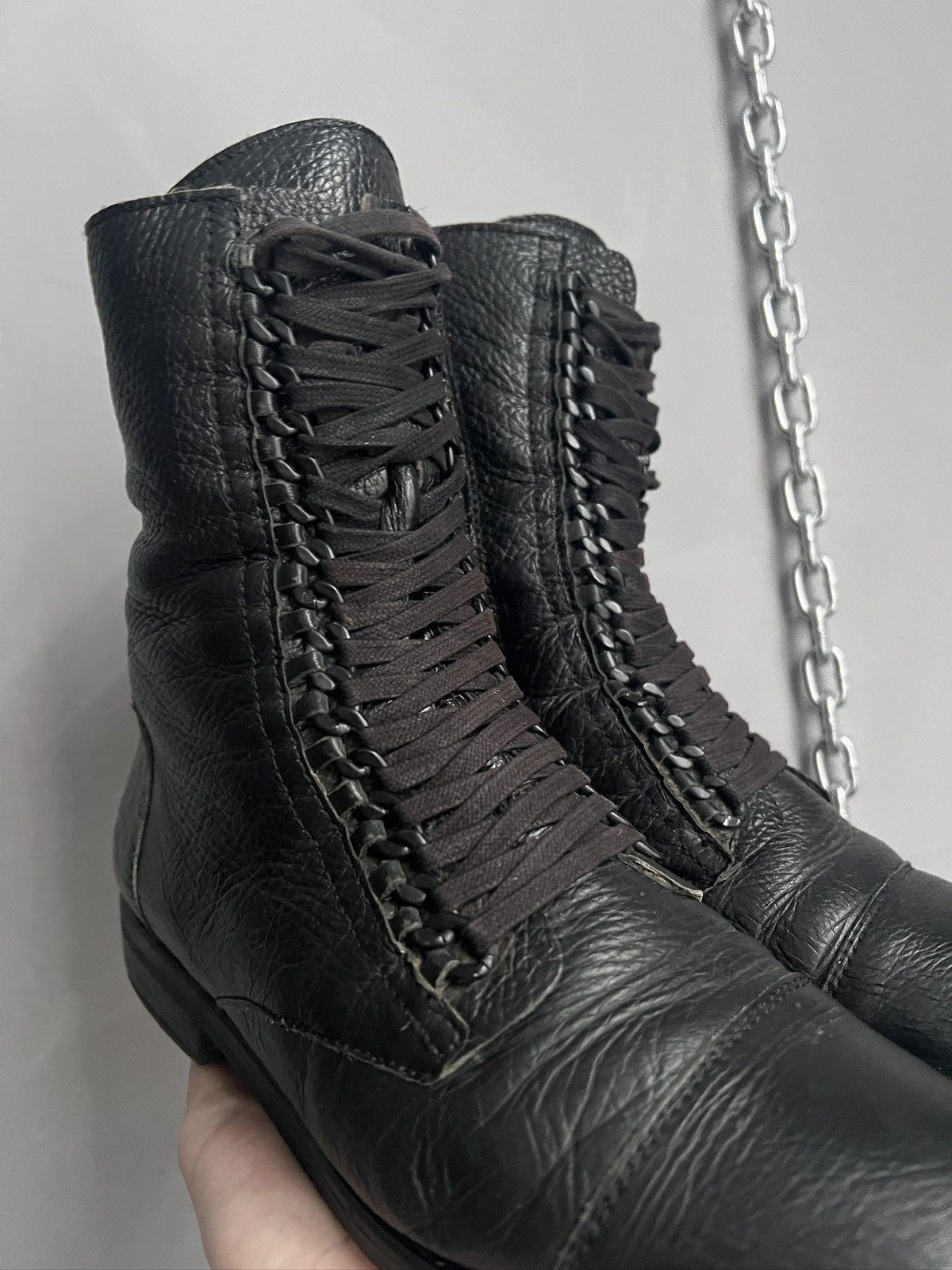 Dirk Bikkembergs Laced y2k combat leather black boots bikkembergs style Size US 7.5 / EU 40-41 - 3 Thumbnail