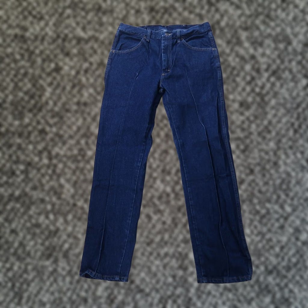 Denime Rustler Jeans Dark Wash Blue Denim - 34x32 Regular Men’s Straight Leg 5-Pocket Vintage 80s 90s Rustler Logo Button Zip Size US 34 / EU 50 - 1 Thumbnail