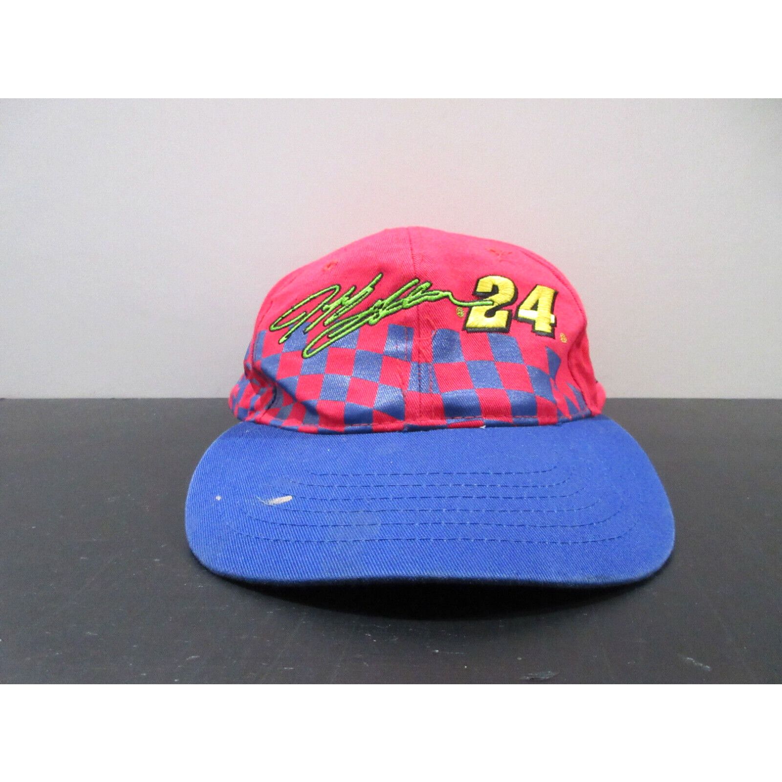 Vintage WINSTON Jeff Gordon NASCAR Racing Big Logo Snapback Hat 90s Blue Red