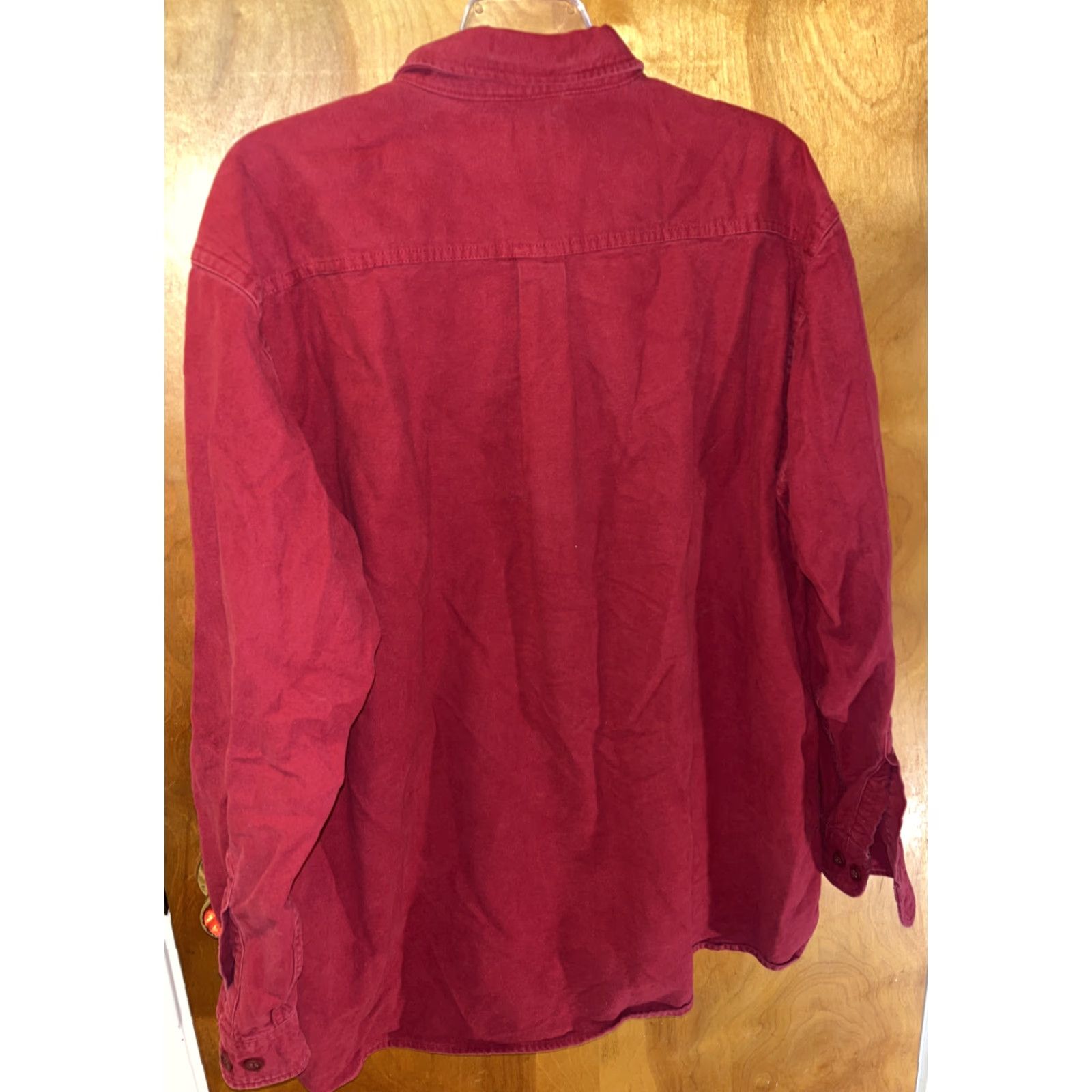 Vintage VINTAGE L.L. Bean Shirt Men XL Red Chamois Long Sleeve Button-Front Heavyweight Cotton Casual Size US XL / EU 56 / 4 - 4 Thumbnail