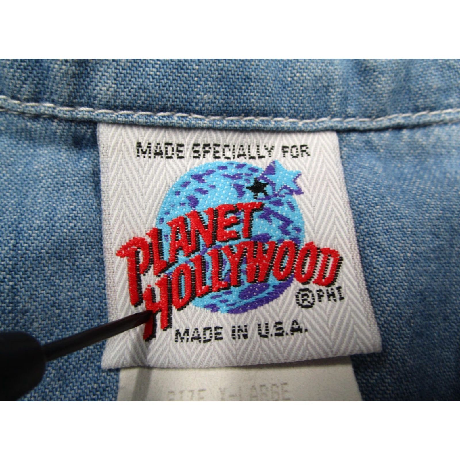Planet Hollywood VINTAGE Planet Hollywood Denim Shirt Mens XL Long Sleeve Blue Button Down 90s Retro Size US XL / EU 56 / 4 - 2 Thumbnail