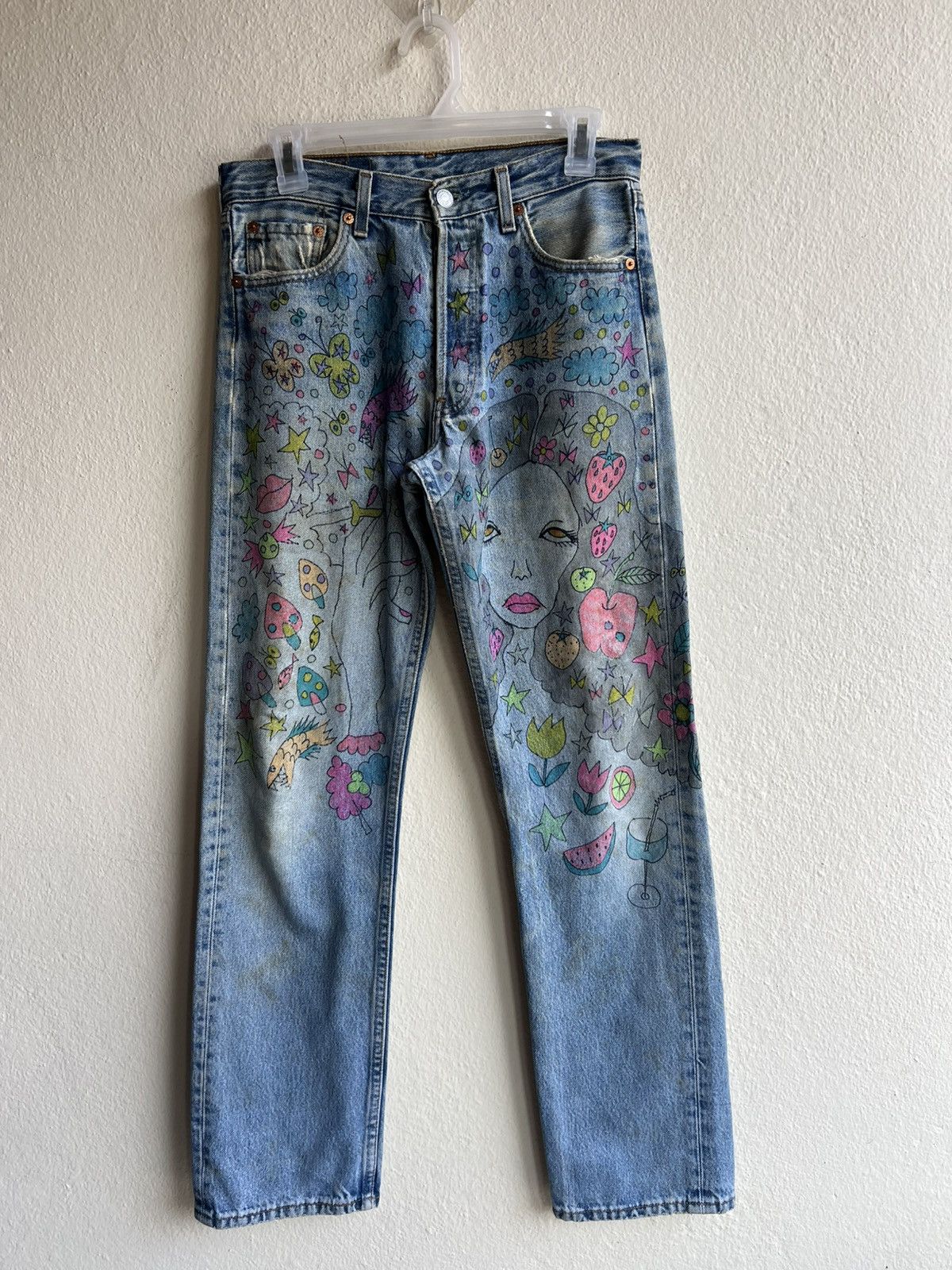 Levi's Vintage 1996 Levi’s 501 X Aditi Art Dirty Denim Jeans Size US 29 - 2 Thumbnail