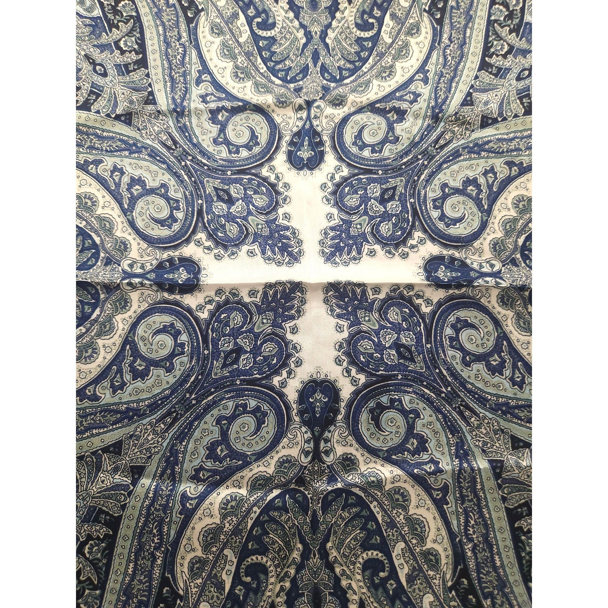 Other Luxury Paisley Blue/White Square Scarf 27 inch Western Wild Size ONE SIZE - 7 Thumbnail