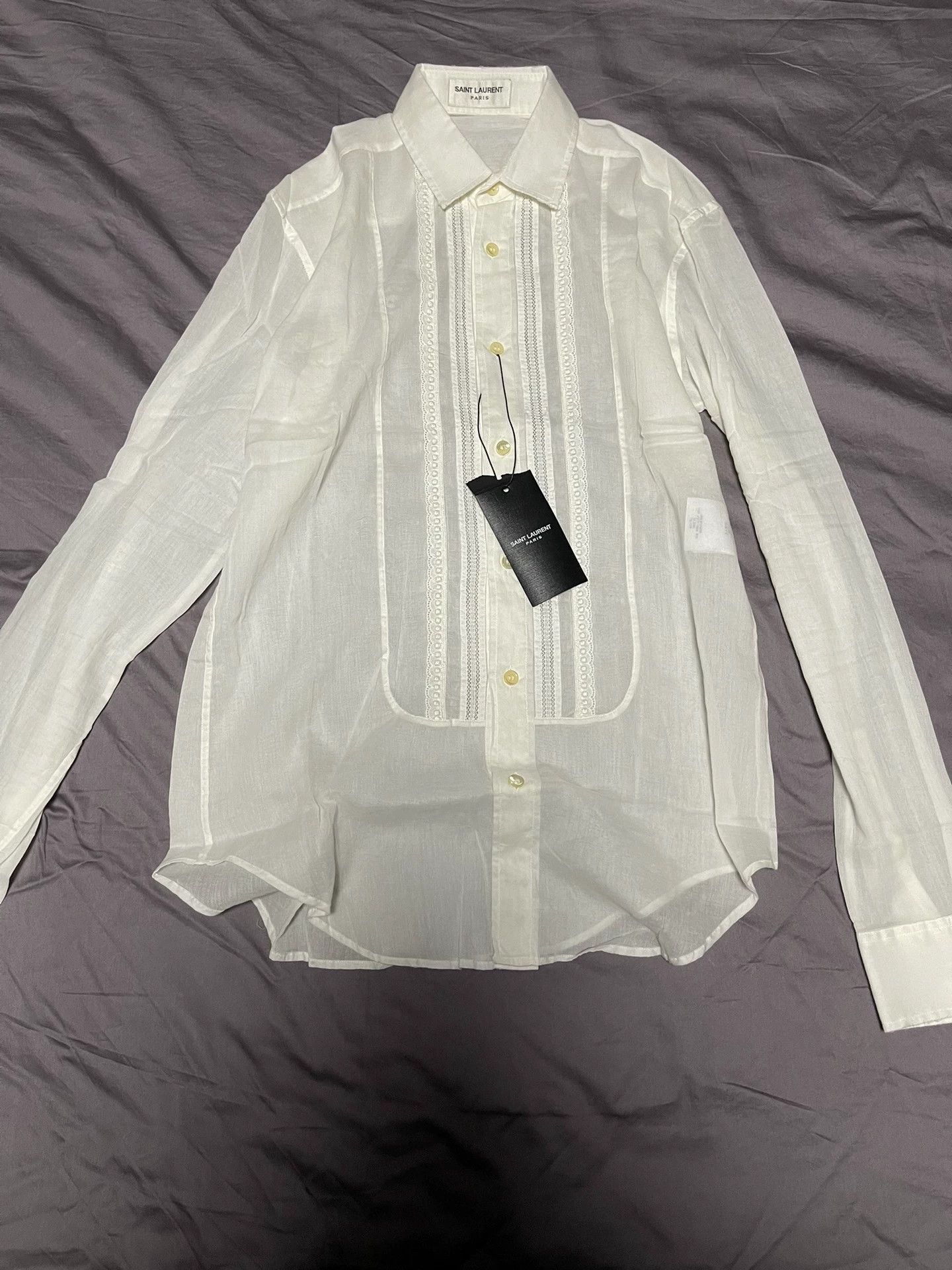 Saint Laurent Paris SLP 16SS Distressed Destroyed Eng Embro Shirt Size S / US 4 / IT 40 - 1 Thumbnail