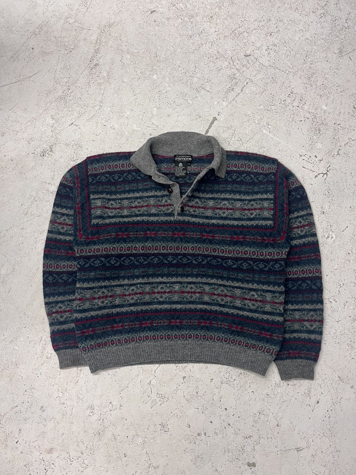 Simons Vintage collared men’s knit sweater Size US M / EU 48-50 / 2 - 2 Thumbnail