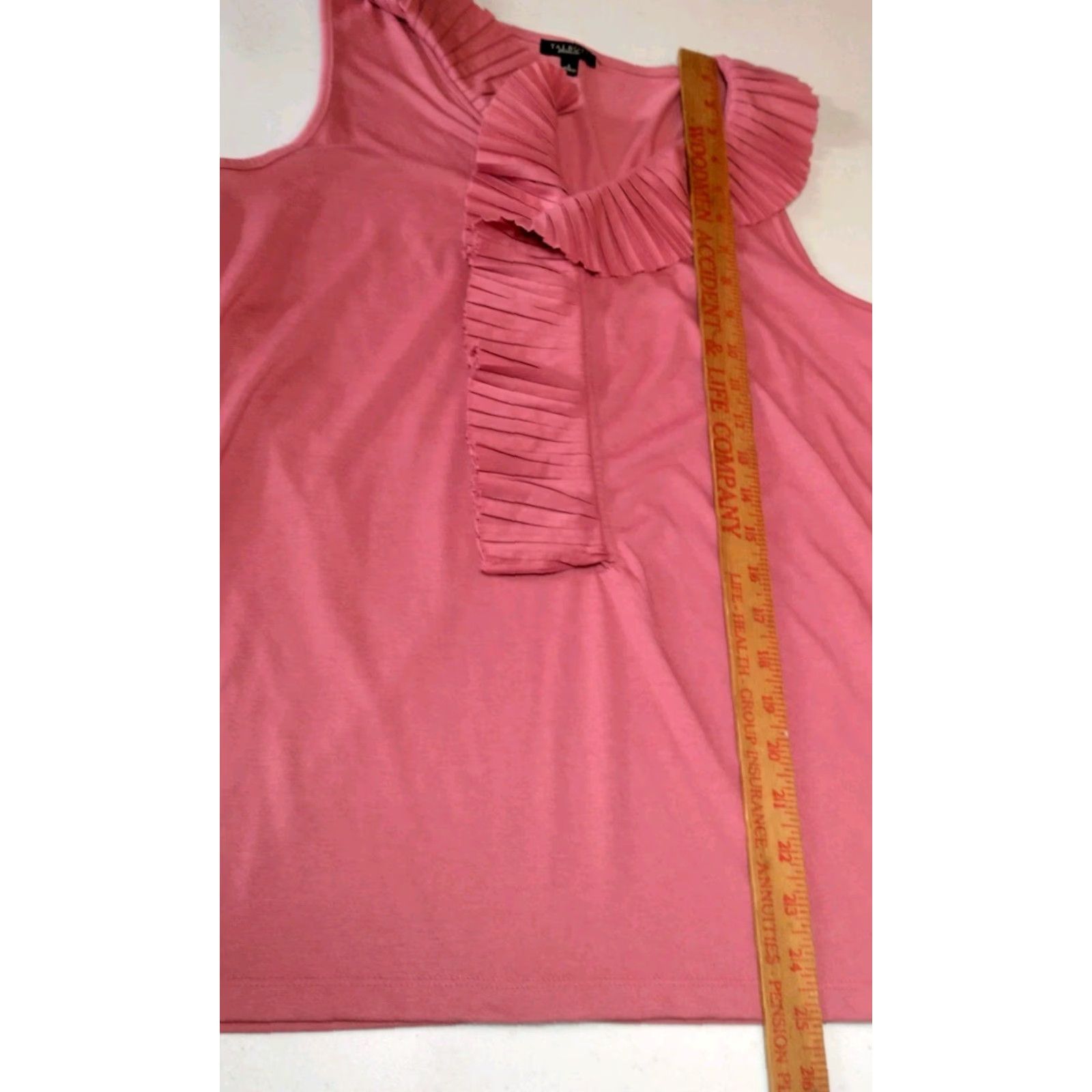 Talbots VINTAGE Talbots Tank Shirt Women L Pink Rose Pleated Trim V-Neck Beachy Feminine 90s/Barbiecore Womens Size L / US 10 / IT 46 - 4 Thumbnail
